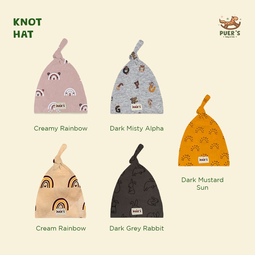 KNOT HAT NEWBORN (TOPI BAYI) PUER’S MOTIF (CODE AWALAN HURUF C-D)