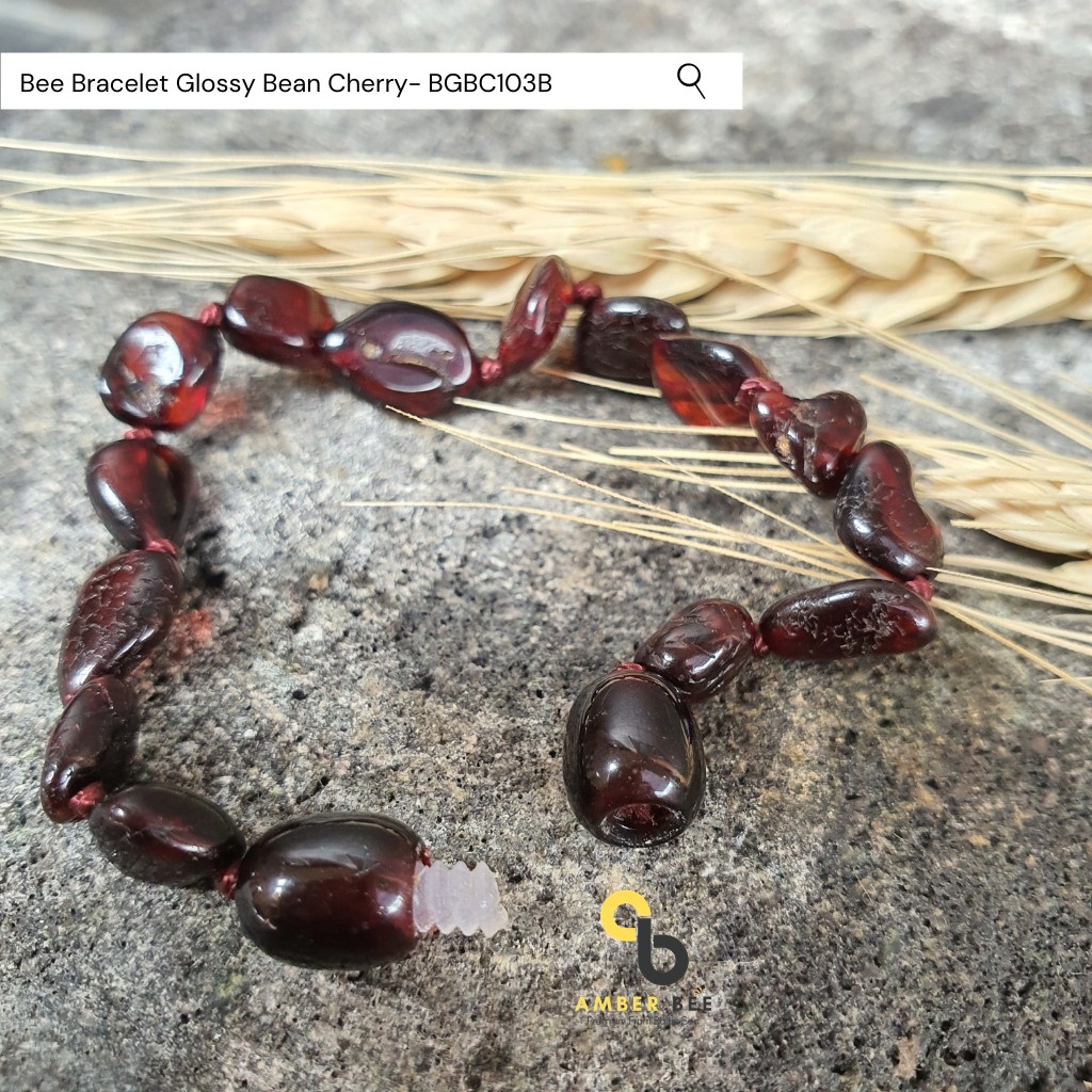 Gelang Amber Baltic Lithuania Balita &amp; Anak Glossy Cherry Bean BGBC103B By Amber Bee