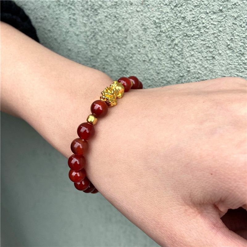 Unisex Wealth Feng Shui Obsidian Golden PIXIU Wealth Beads Bracelet Attract Wealth and Good Luck Jewelry Gift