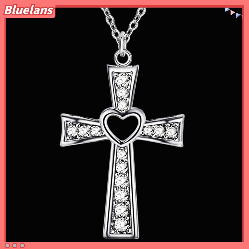 Bluelans Women Men Fashion Cross Necklace Hollow Heart Cocktail Party Wedding Jewelry