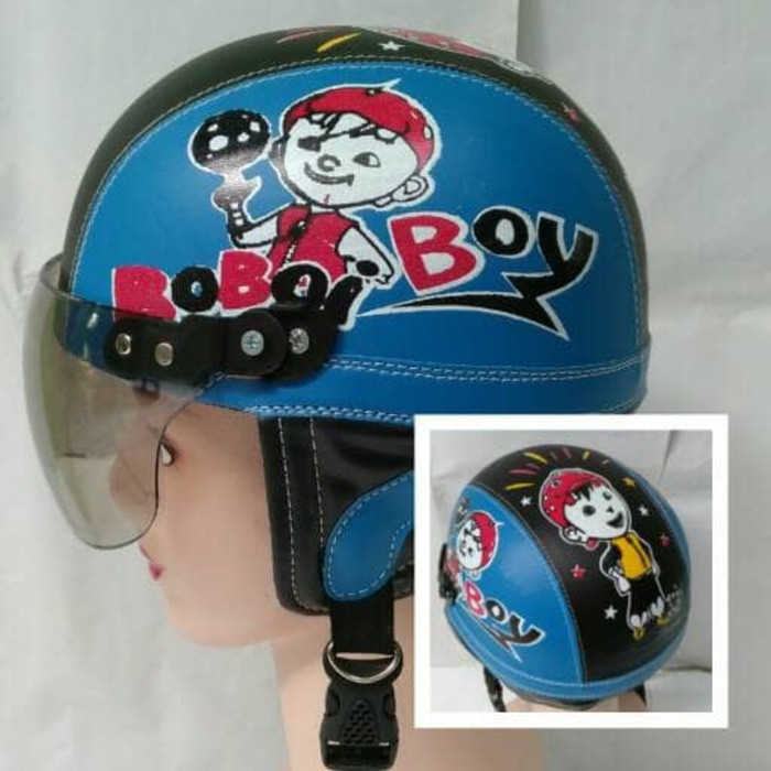 Helm Anak Karakter Boboiboy Biru Hitam