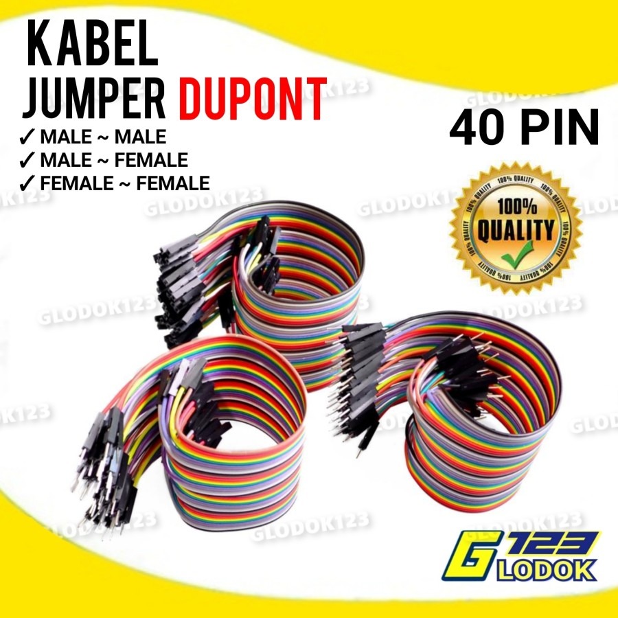 40Pcs Jumper Cable Kabel 20cm Male to Male, Female to Female Arduino