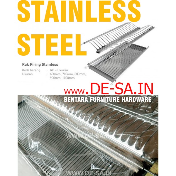 80CM HUBEN Rak Piring Gelas Stainless Steel Dalam Lemari Kabinet 80 CM Unit Atas Dapur - Dish Rack Pantry Kitchen Set 800 mm (Twin / Taco / Harfit / Huben)