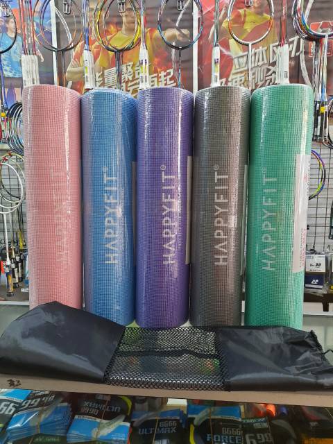 RB MATRAS YOGA HAPPYFIT 8MM - YOGA MAT HAPPYFIT TEBAL 8MM - PVC - BONUS TAS - ORIGINAL HAPPYFIT