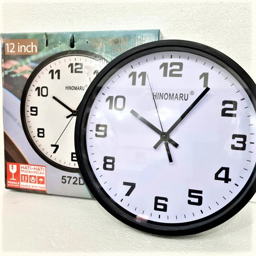 Jam Dinding Minimalis Hitam Putih 30CM Tulisan Besar Jumbo Jam Minimalis Jam Dinding Hinomaru elegan elegance wall clock tembok 30 CM mirip jam dinding edison jam edison vitage