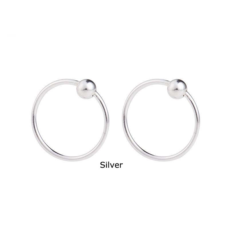 2piece Sterling Silver Captive Bead Ring Hoop Cartilage Tragus Earring Rook Pinna Helix Piercing 20G