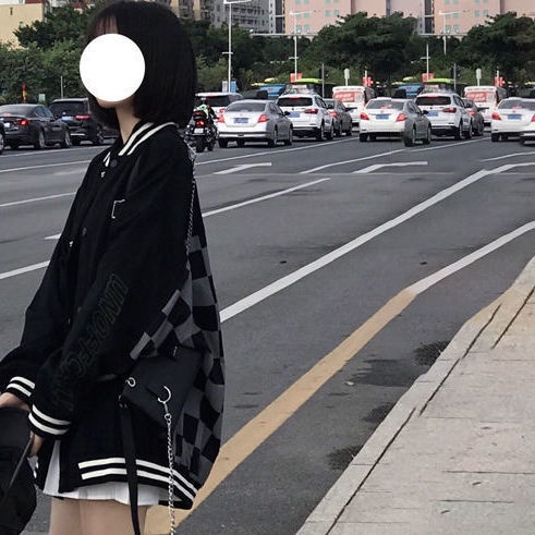 Jaket bisbol Suhao high-end kotak-kotak jaket bisbol wanita pakaian luar jaket gaya Harajuku mahasis