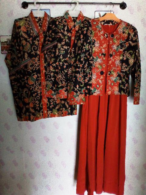 Qnunbatik Batik Keluarga/family Gamis Muslim Azizah Gentong Hitam