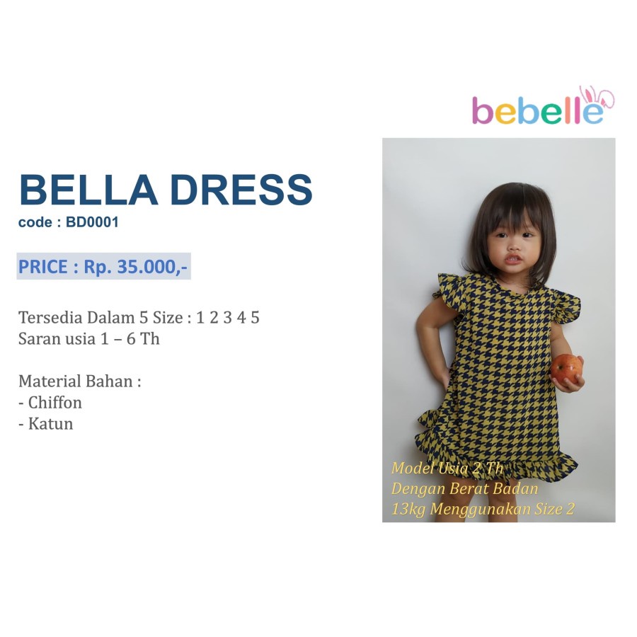 BEBELLE BELLA DRESS BD001 BAJU ANAK CEWEK