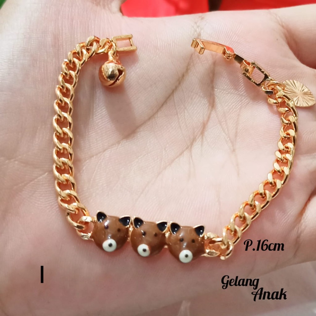 Gelang TITANIUM Anak Rantai Karakter Berbagai motif perhiasan Anak Gold Limited edition (COD)