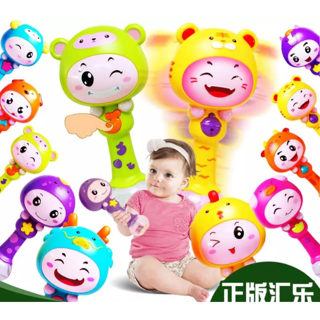  Mainan  Bayi  Bell Hand Music LED Shake Toys Animal Mainan  