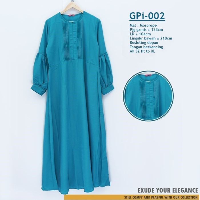 Gamis Tangan Balon Polos model Rempel Terbaru bahan Moscrepe Kode GPi