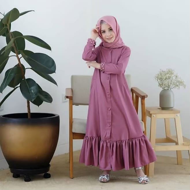 MUTIARA SYARI KIDS Gamis Anak 6-8 tahun Panjang Trendy Modern Kids Baju Panjang Stelan Syar’i Polos