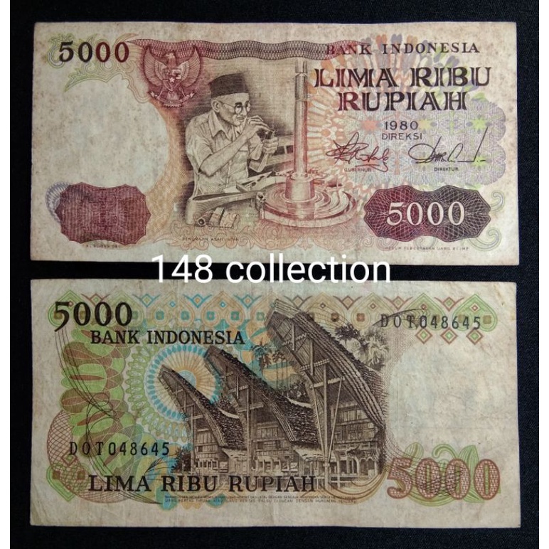 Uang kuno 5000 rupiah asah intan tahun 1980