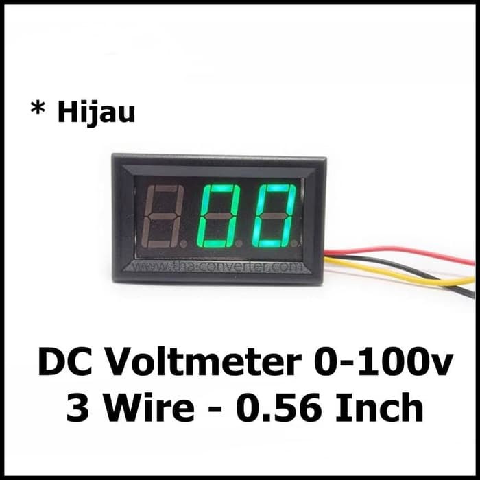Digital 3 wire DC Voltmeter 0-100v 0.56&quot; Frame Volt Meter Hijau