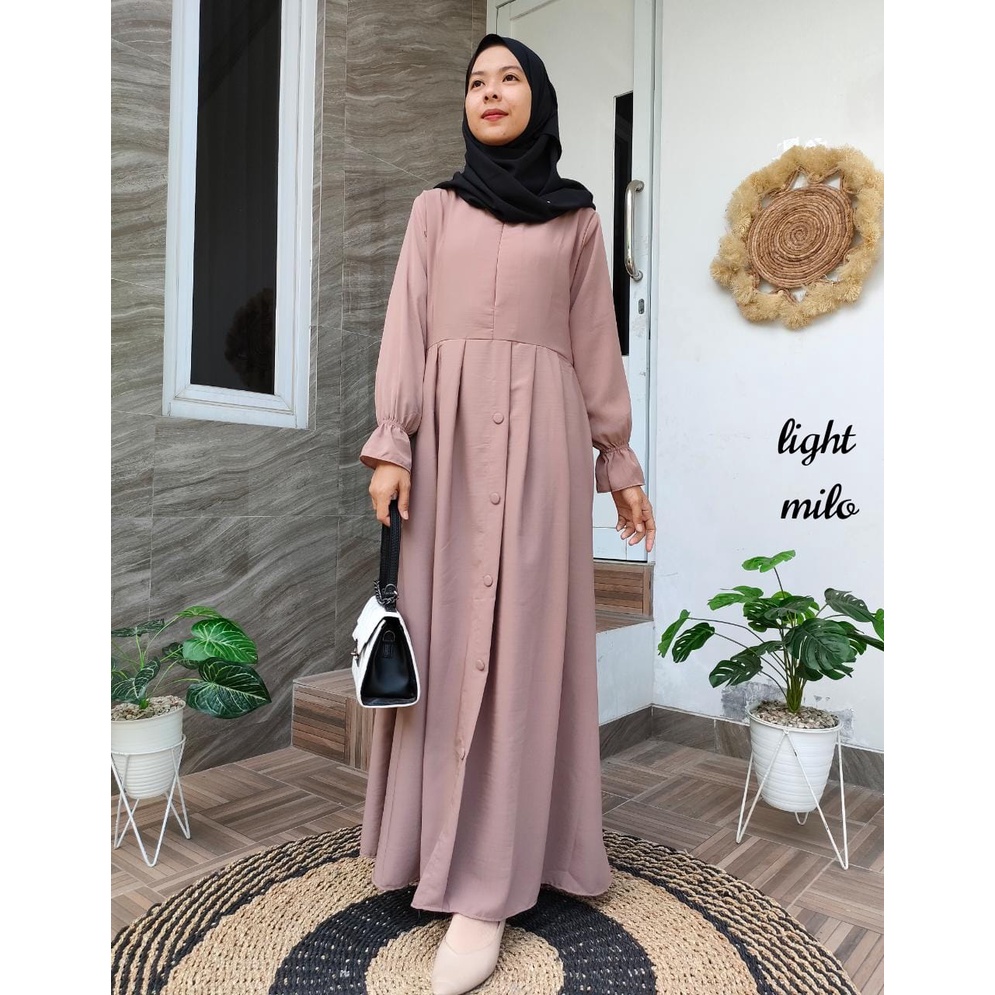 Gamis Wolfis Tebal / Dress Basic Kancing