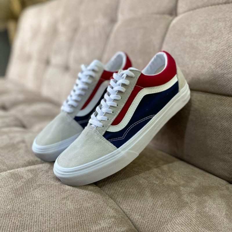 SEPATU VANS ORIGINAL / VANS OLD SKOOL RETRO RED/WHITE/BLUE (PEPSI)