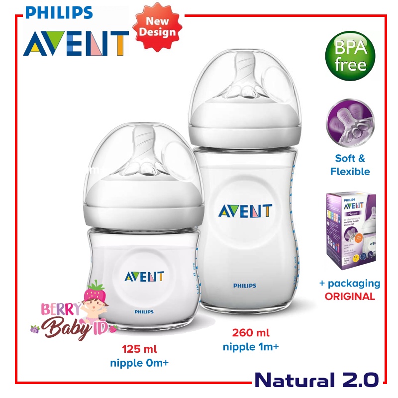 Philips Avent Natural Botol Susu Bayi Single Pack 125ml 260ml 0m+ 1m+ Berry Mart