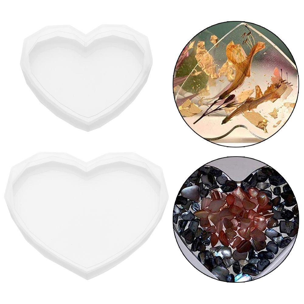 Solighter Tray Cetakan Silikon Love Heart Resin DIY Art Coaster Silicone Mould