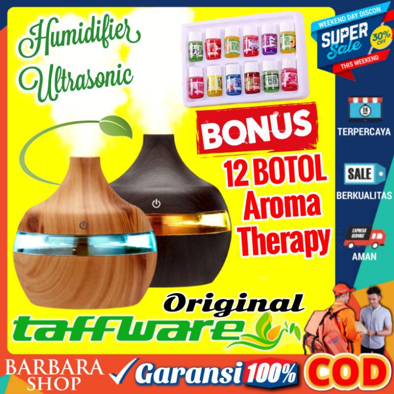 Humidifier Diffuser Aromaterapi Aromatherapy Disfuser Ultrasonic Taffware Pelembab Pewangi Ruangan