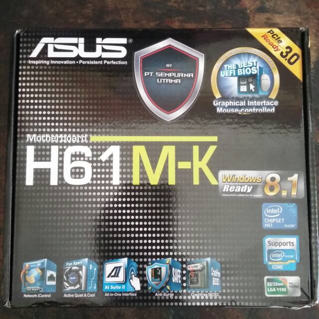 MOTHERBOARD INTEL ASUS H61MK LGA 1155 DDR3 BARU.BERGARANSI