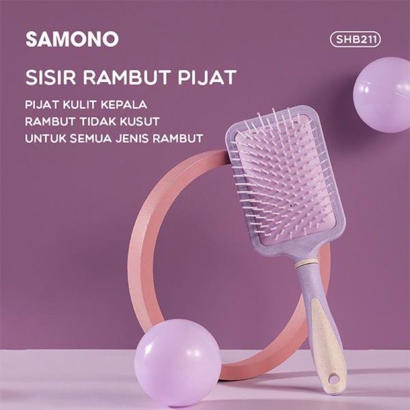 Samono Sisir Rambut Anti Kusut Hair Brush Comb Massage Semua Jenis Rambut Design Ergonomis SHB