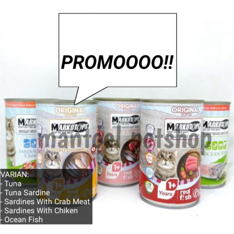 (grab gojek) markotops kaleng original (400gr × 12 ) makananan basah wet food kucing