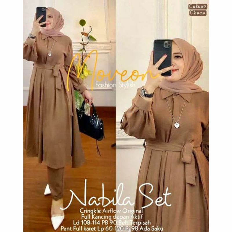 MUFASH - Setelan Celana Tunik Crinkle Wanita Nabila Set Mumu Fashion Hijab Solo