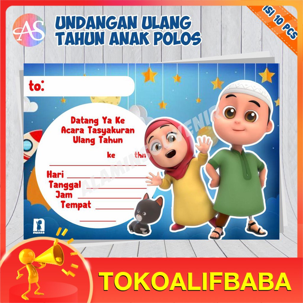 Undangan Tasyakuran Ulang Tahun Nussa Rara Polos