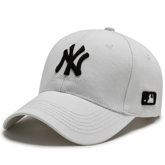 Topi Pria NEXTSTOP-019 Topi Baseball Unisex Cap MLB Bordir Hat - Putih(V6I5) Topi Distro Keren Topi 