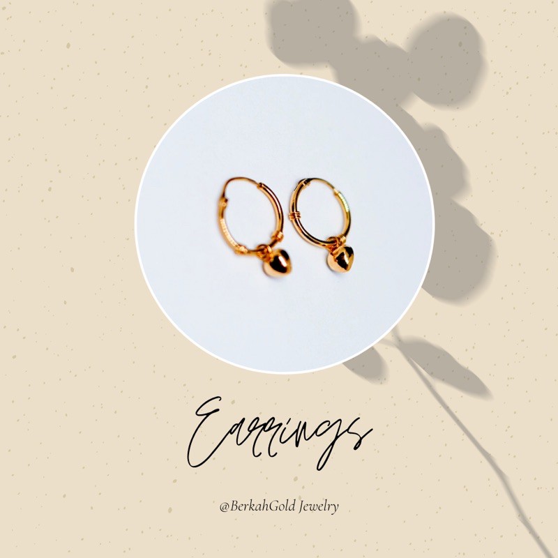 Anting Hoop Dewasa/Anak Model Ring Ball Emas