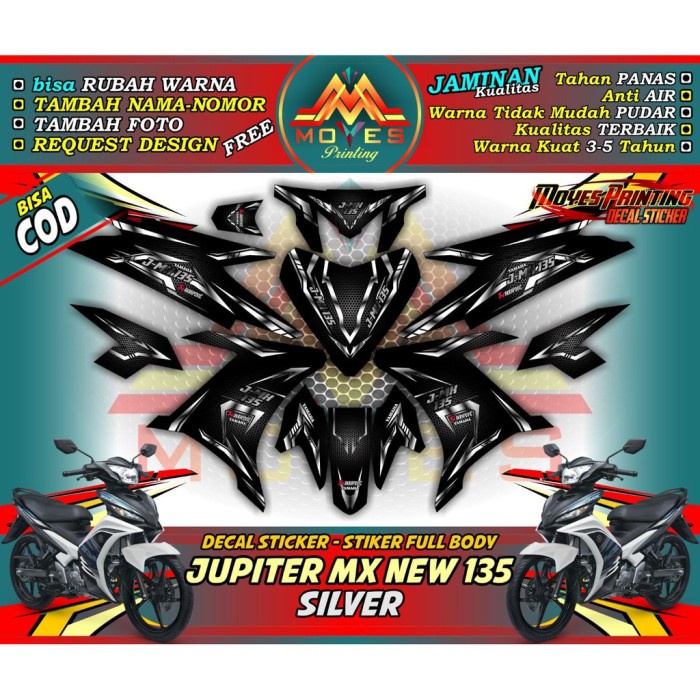 decal stiker mx new 135-stiker mx new 135 variasi silver-stiker motor mx new 135 variasi fullbody