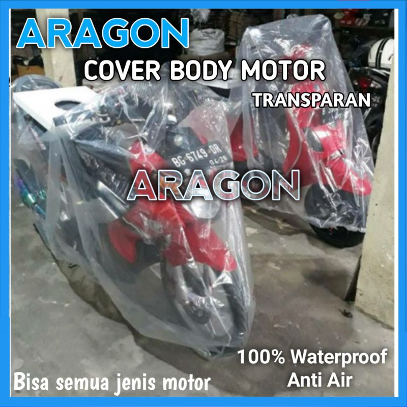 Cover Motor Transparan ARAGON Sarung Motor Bening Selimut Plastik Tutup 100% Waterproof Anti Air