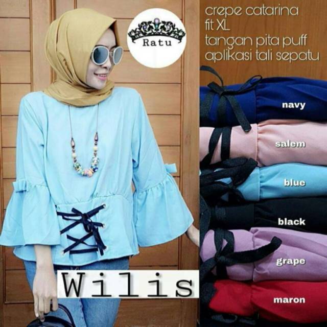 Wilis blouse, BLOUSE WANITA MODIS CANTIK FIT XL LD 100 BAHAN CREPE CATARINA TERMURAH OOTD