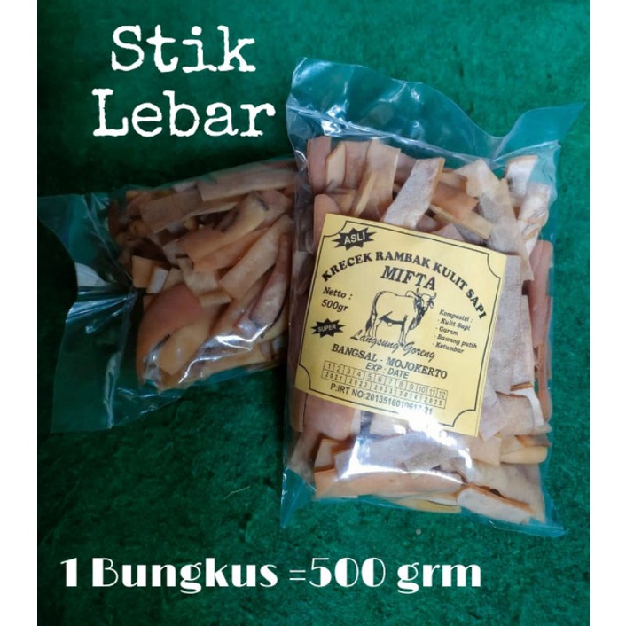 

(STIK LEBAR) KRECEK RAMBAK KULIT SAPI ASLI & HALAL KEMASAN 500gr atau 1/2kg