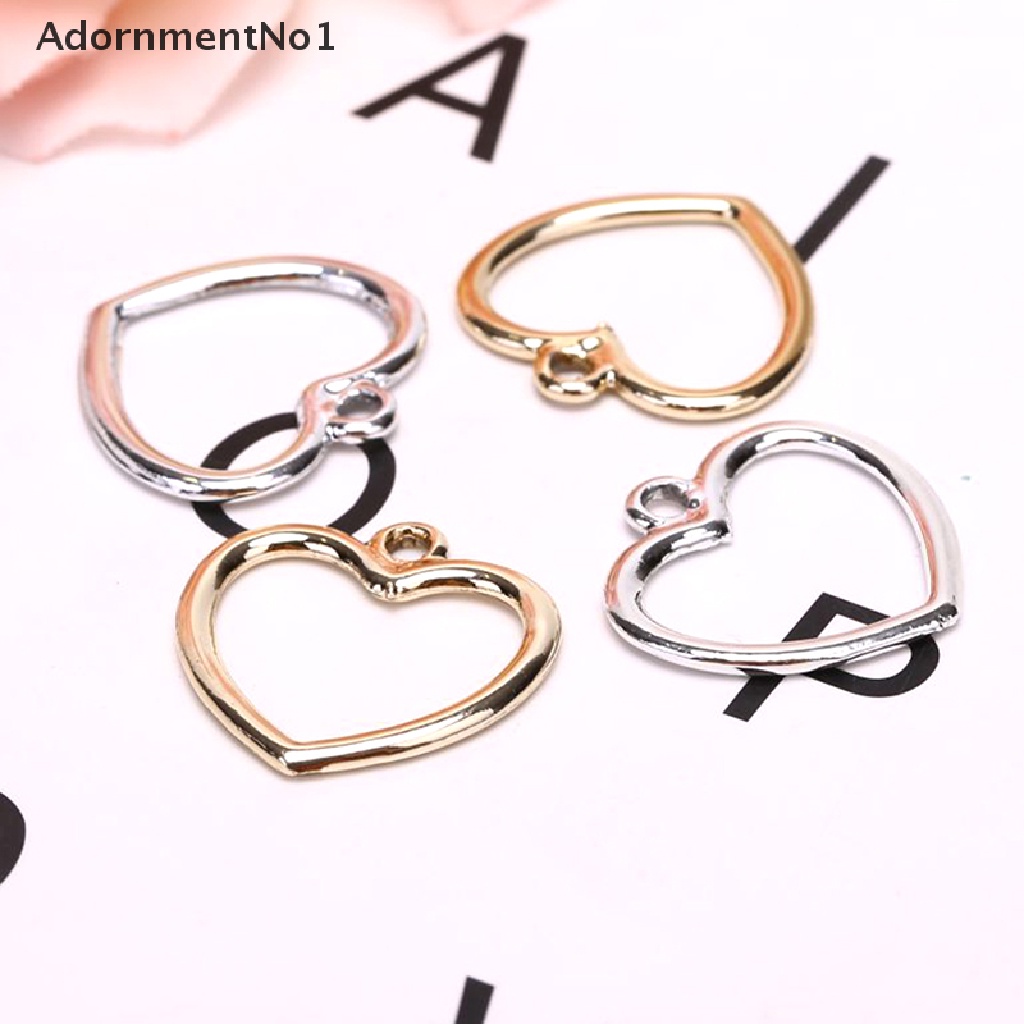 (AdornmentNo1) 10pcs / Set Liontin Bentuk Hati Hollow Out Bahan Alloy Untuk Kerajinan Tangan DIY