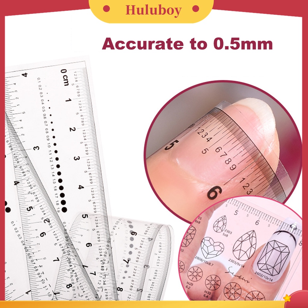 Huluboy Huluboy♡ Penggaris Kuku Palsu Bahan PVC Anti Air Untuk Nail Art