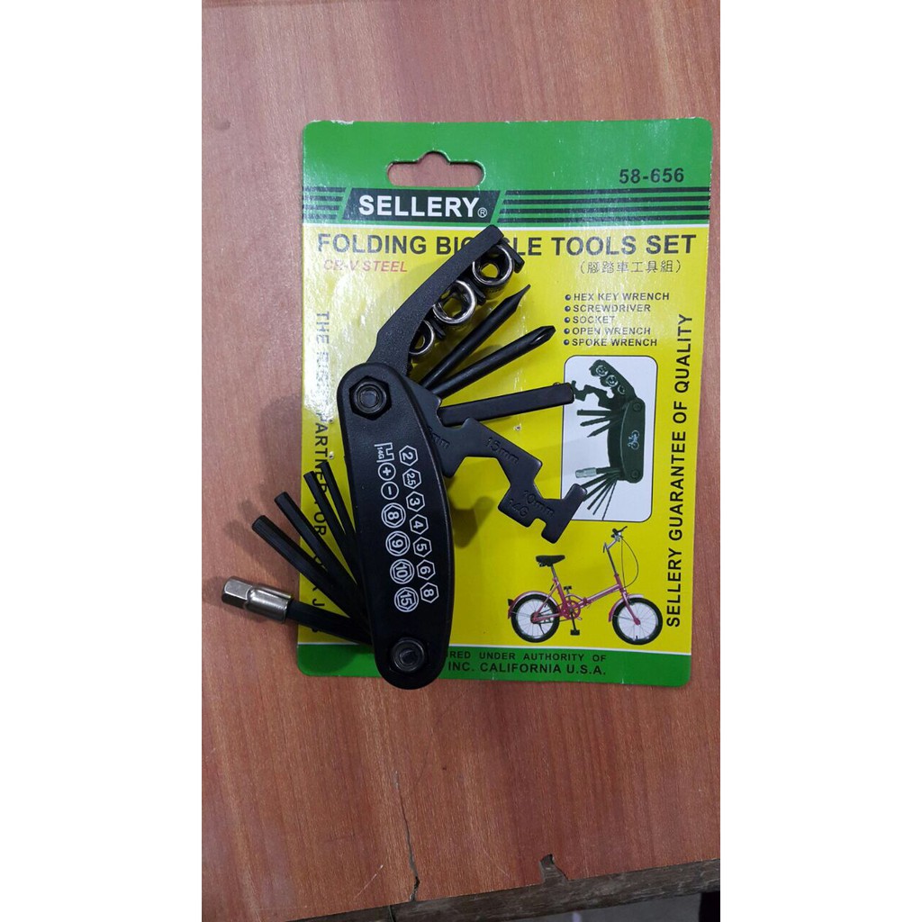 Folding Bicycle Tools set Sellery / Obeng , Kunci sok Set Sepeda