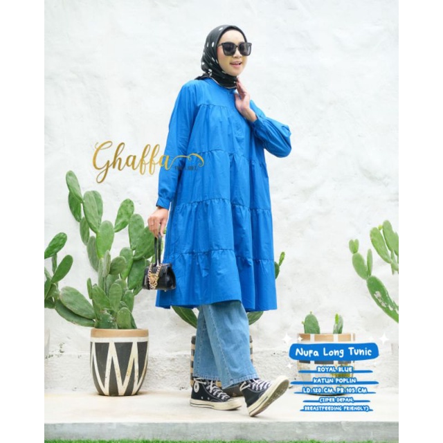 Tunik polos kekinian / Nufa long tunik by ghaffa the label / Long tunik polos modern