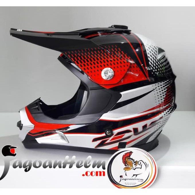 TERMURAH ZEUS HELM ZS951 | BLACK RR17 RED | PATTERN ZS 951 CROSS TRAIL DISKON