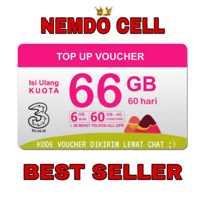 [MURAH] VOUCHER TRI LTE66GB 60 HARI