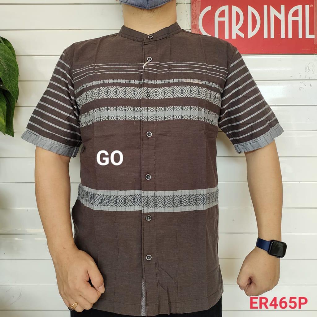 BB CARDINAL KEMEJA KOKO Taqwa Baju Muslim Salur Lengan Pendek Kekinian Pakaian Pria Original