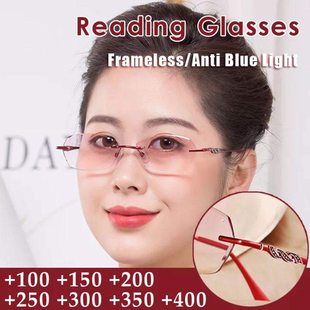 Mxbeauty Presbyopia Kacamata Travel Ultra-Ringan Anti-Letih Berlian Imitasi Baca Pembesaran Anti Radiasi Tanpa Bingkai Hyperopia Kacamata