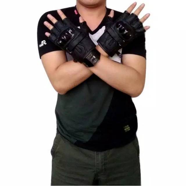 Sarung Tangan Kulit Batok Motor Kulit Domba Asli Glove Half Protector / SARUNG TANGAN MOTOR