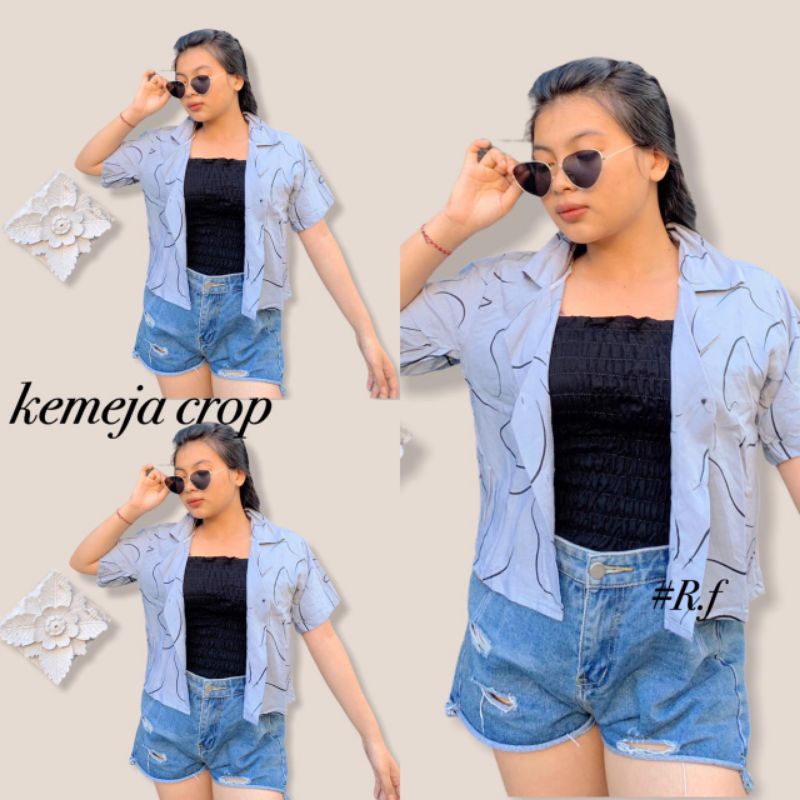 Kemeja garis / kemeja crop best seller