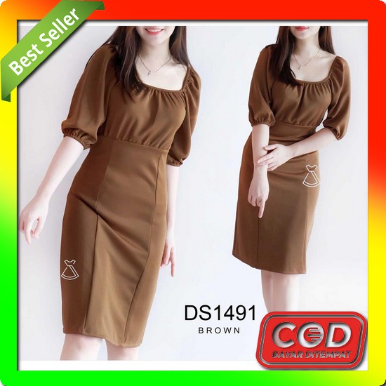 Dress Pesta Premium Kondangan Wanita Full Brokat Pendek Korea Kekinian Ds1491 - Dress Pesta Sabrin