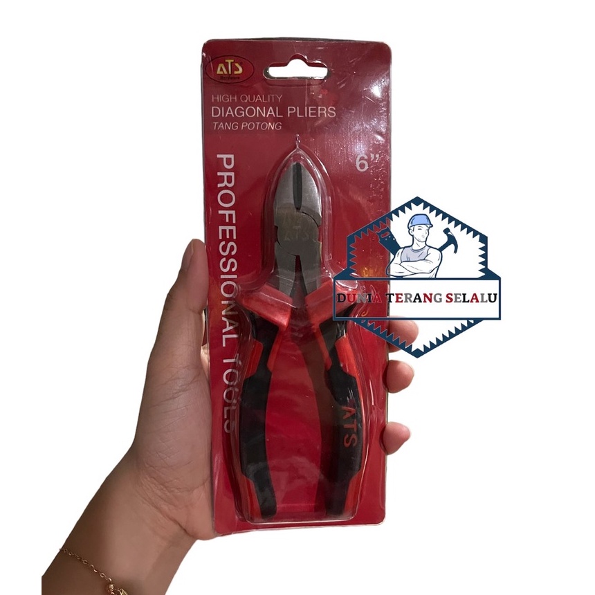 Tang Potong ATS 6'' 6 inch - Diagonal Pliers Gagang Karet Merah Hitam 6 in