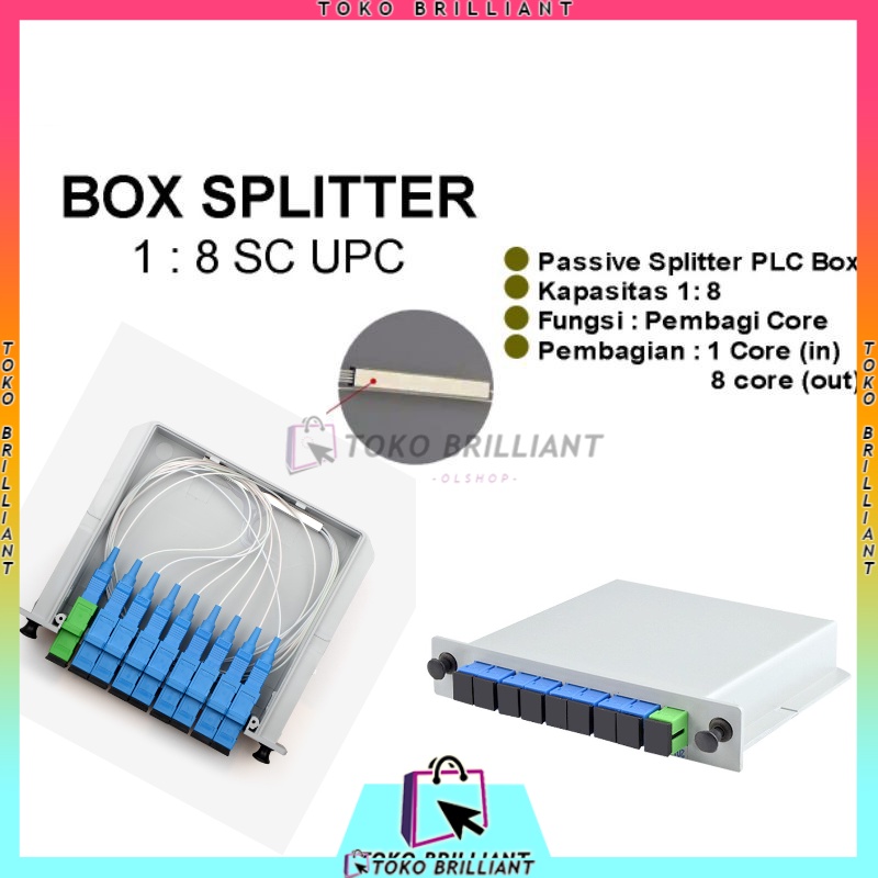 [Bisa COD] Passive Splitter PLC BOX spliter FO 1:8 SC UPC Fiber Optik Pasif Spliter FO FTTH SC UPC