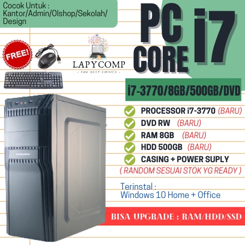 PC RAKITAN KOMPUTER CPU -INTEL CORE I7-3770- RAM 8GB - HDD 500GB - NO DVD - FREE MOUSE KEYBOARD USB