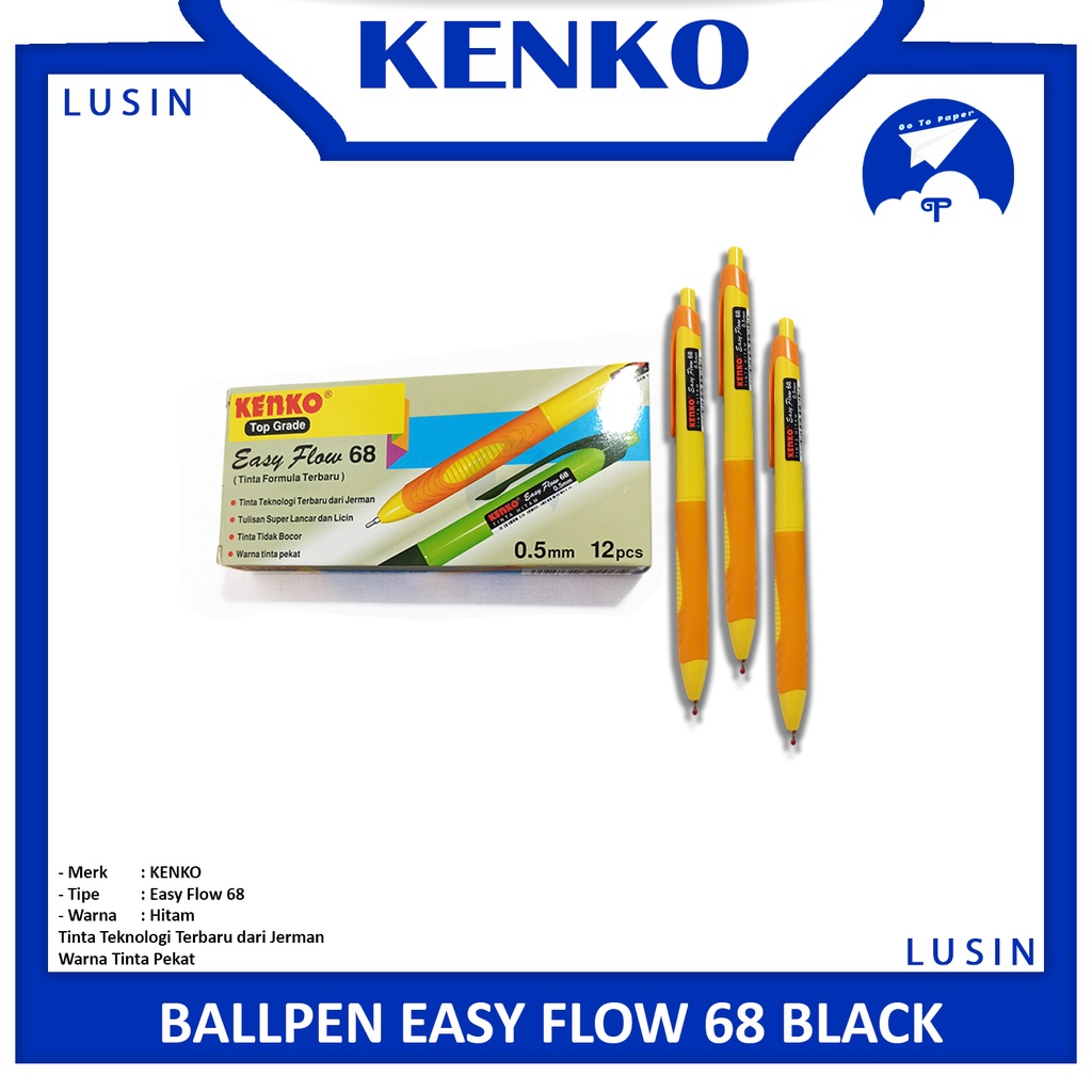 

Kenko Ballpen Easy Flow 68 Black / Hitam Lusin